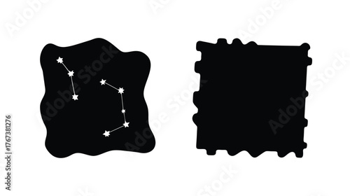 Celestial star map shapes of constellations and cosmic patterns