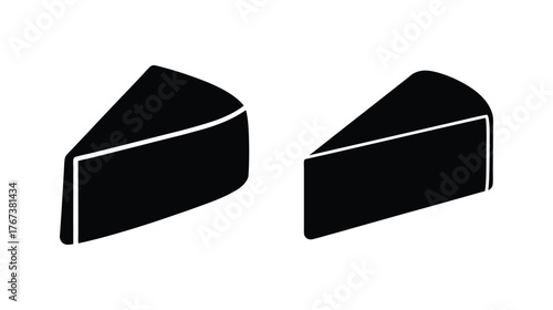 Two slice wedge shapes cheese food dairy dessert abstract simple graphic icon