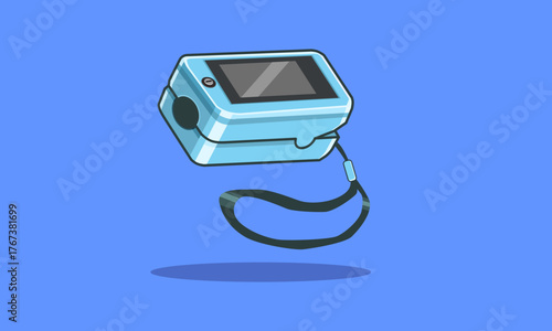 Pulse Oximeter Vector Illustration Blue Lanyard

