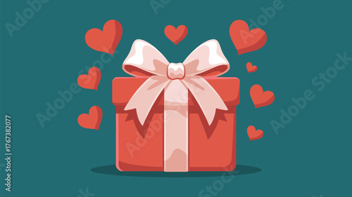 Give the gift of love with this adorable present box and hearts design, perfect for Valentine's Day celebrations and romantic gestures of affection