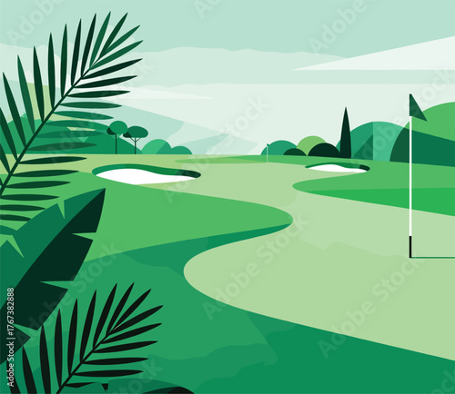 Blue tropical plant golf course