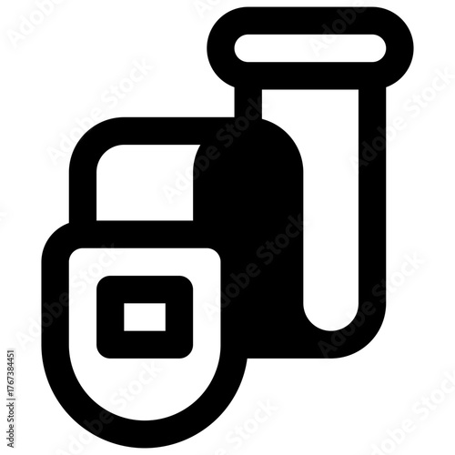 Quick release tourniquet. Outlined stroke vector icon with black-filled details.