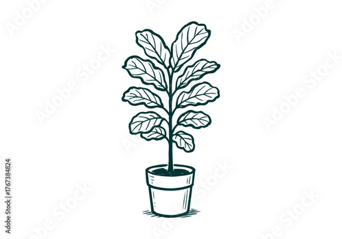 Potted Plant hand drawn simple sketch vector illustration