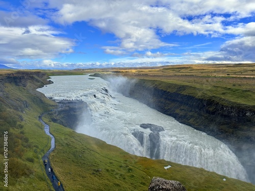 Gullfoss Waterfall, Golden Circle, Icelandic Nature Landscape