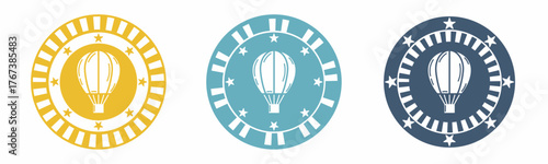 Photos Blue and white hot air balloon vector symbols set