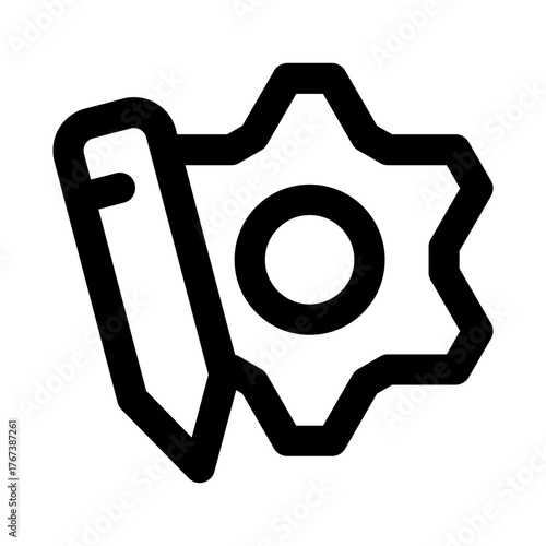 Customisation, Gear and Pencil icon in modern flat outline style illustrating settings adjustment, personalization, and configuration concept