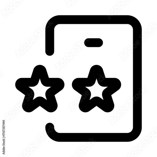 Classification, Smartphone with Star icon in modern flat outline style illustrating categorized apps, highlighted content, and mobile organization concept