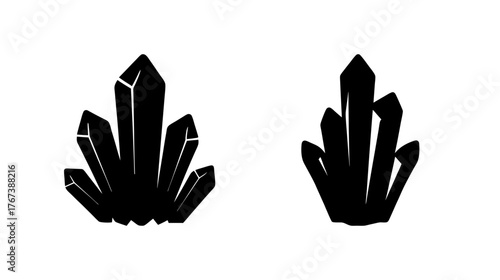 Dark crystal clusters geometric shapes abstract natural gemstone forms