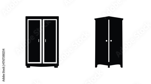 Two silhouette style cupboards side by side offering storage solutions