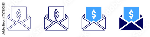 Tax deadline icon in 4 different styles. Thin Line, Line, Bold Line, Duotone. Duotone style. Editable stroke