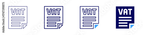 Tax forms icon in 4 different styles. Thin Line, Line, Bold Line, Duotone. Duotone style. Editable stroke