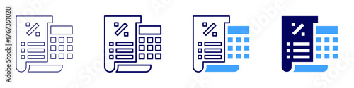 Tax office icon in 4 different styles. Thin Line, Line, Bold Line, Duotone. Duotone style. Editable stroke
