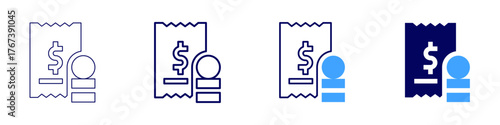Tax payments icon in 4 different styles. Thin Line, Line, Bold Line, Duotone. Duotone style. Editable stroke