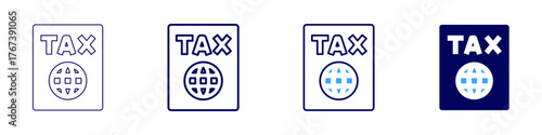 Tax planning icon in 4 different styles. Thin Line, Line, Bold Line, Duotone. Duotone style. Editable stroke