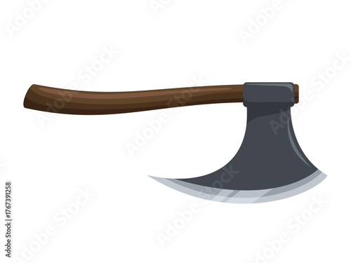 Axe blade with wooden handle, old weapon