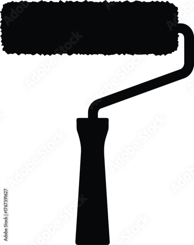 Silhouette paint roller tool for home improvement renovation and diy projects vector