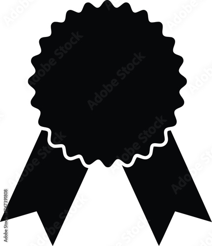 Award ribbon silhouette success achievement symbol excellence recognition vector