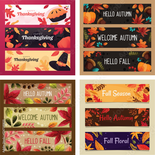 Autumn And Thanksgiving Banner Collection