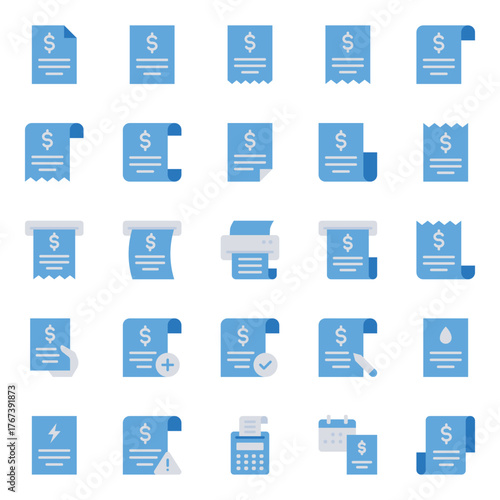 Blue color icons set for Bill payment