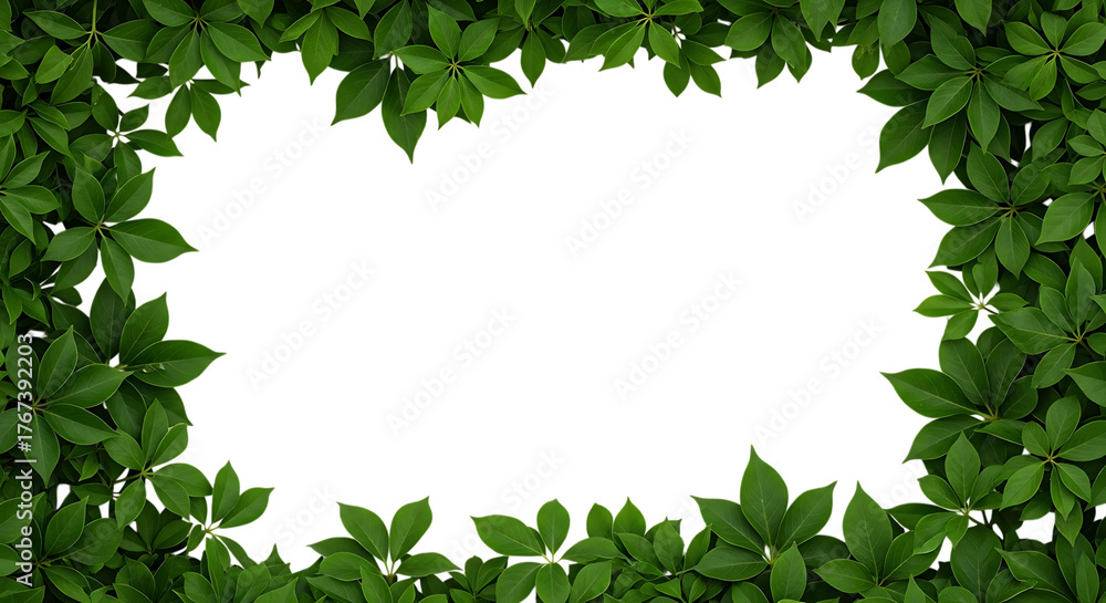 Naklejka premium Illustration of green leaves frame isolated on transparent background