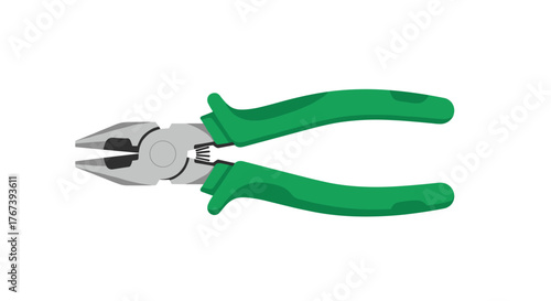 Green Pliers Tool Isolated on White Background for Work.