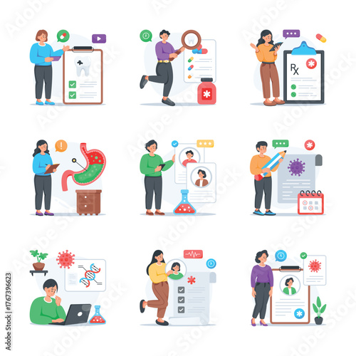 Take your hands on this amazing medial and healthcare flat illustrations
