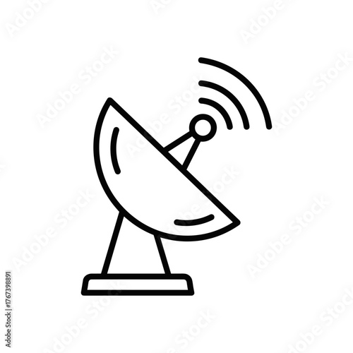 Satellite dish communication signal line icon vector illustration