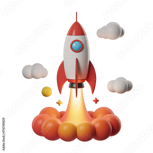 Qulityful 3d rocket ship launching