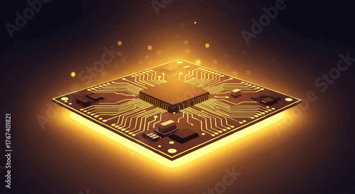 Minimalist close-up of circuit board with warm tones