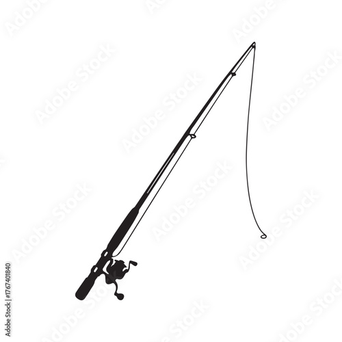  Fishing rod illustration Silhouette On White Background. 