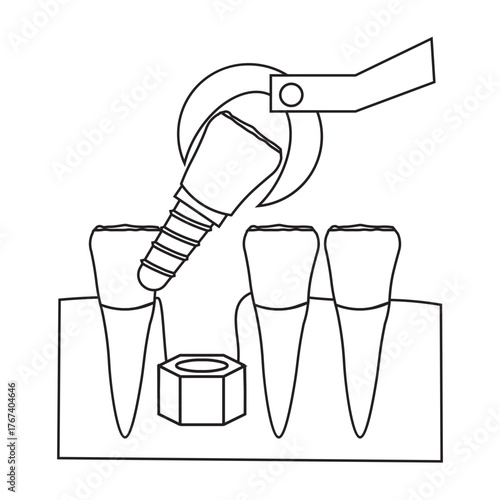 Incisor Tooth Replacement and Oral Health line icon