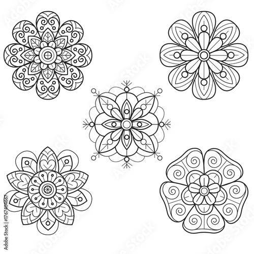 Pattern cute flower hand drawn for adult coloring book