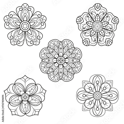 Pattern floral beautiful hand drawn for adult coloring book