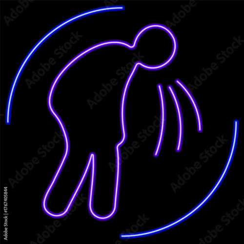 vomit neon sign, modern glowing banner design, colorful modern design trend on black background. Vector illustration.