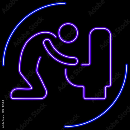 vomit neon sign, modern glowing banner design, colorful modern design trend on black background. Vector illustration.