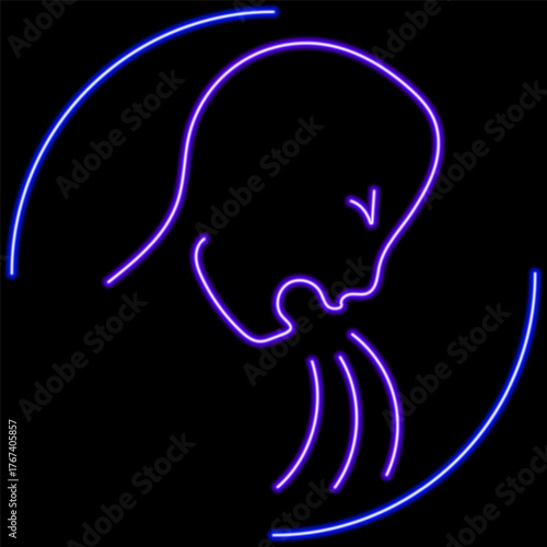 vomit neon sign, modern glowing banner design, colorful modern design trend on black background. Vector illustration.