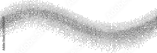 A grayscale vector illustration depicts a subtle wave pattern, created with countless tiny dots, offering a minimalist and abstract visual representation.