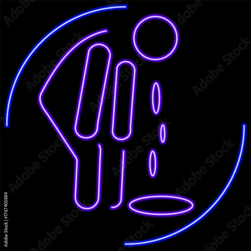 vomit neon sign, modern glowing banner design, colorful modern design trend on black background. Vector illustration.