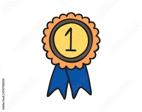 Award medal number 1, hand drawn doodle