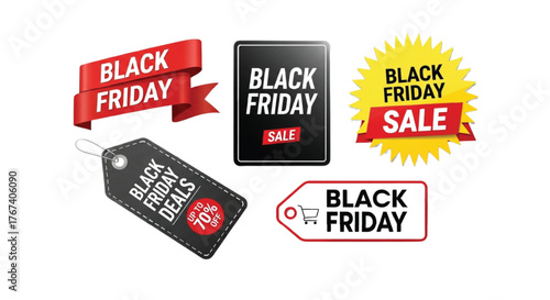 Collection of Black Friday Sale Label Designs for online stores and marketing special offers