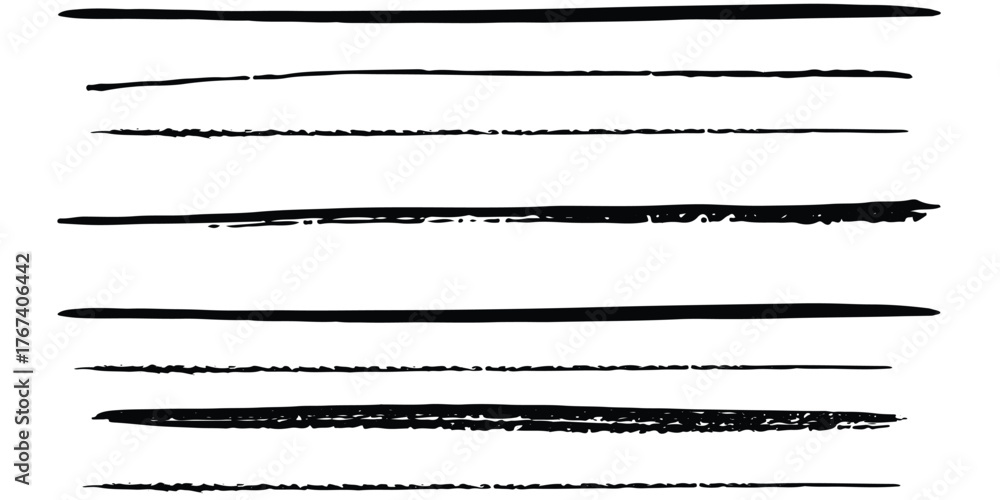 Obraz premium Set of wavy horizontal lines. Marker hand-drawn line border pattern