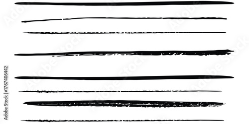 Set of wavy horizontal lines. Marker hand-drawn line border pattern