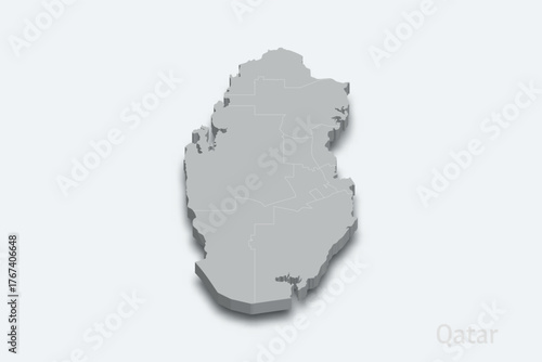 Qatar 3d map with borders regions
