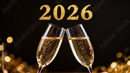 Celebrations welcome the New Year with champagne toasts for 2026 in a festive atmosphere