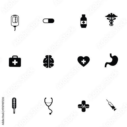 Creative Professional Trendy Illustration set of Health Icons - Health, Hospital Related Icons in Editable Vector Format