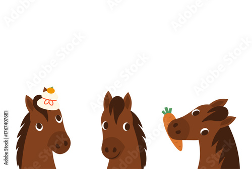 午年、かわいい馬のイラスト素材