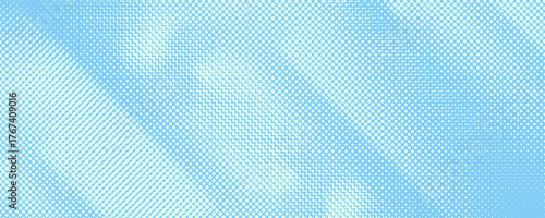 Star shaped trendy halftone pattern smooth curved line ultra wide 32:9 aspect ratio light blue vector abstract background. poster, web, cover, flayer and presentation, website