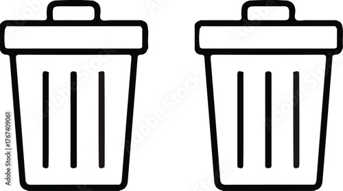 trash can icon line set vector design symbol