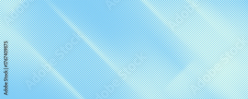 Star shaped trendy halftone pattern smooth curved line ultra wide 32:9 aspect ratio light blue vector abstract background. presentation, poster, website