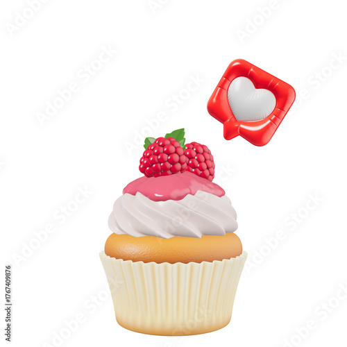 cupcake with cherry 3d like 